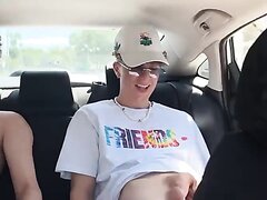 friends showing off there dick in the car