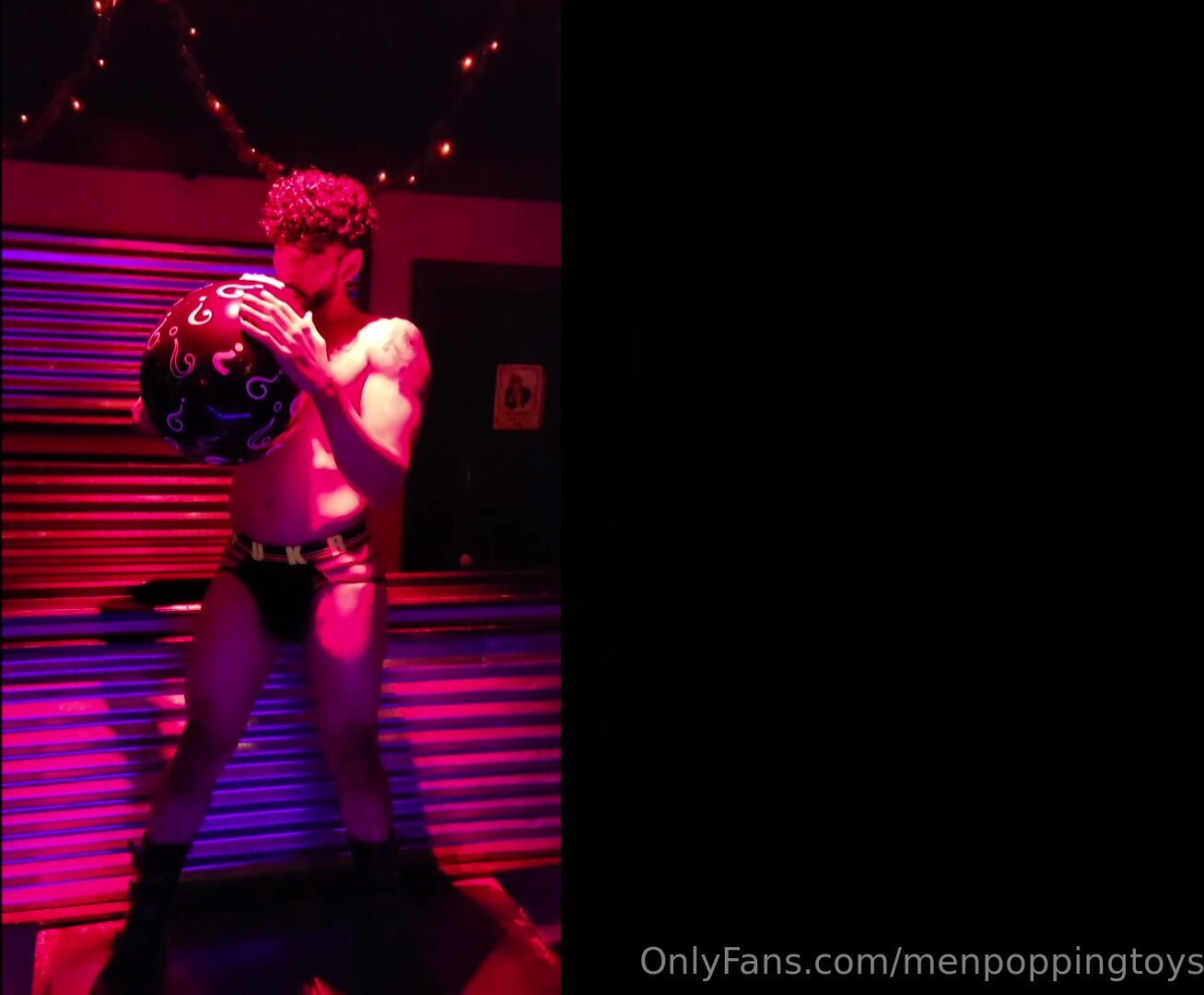 hot guys blowing balloons in a bar