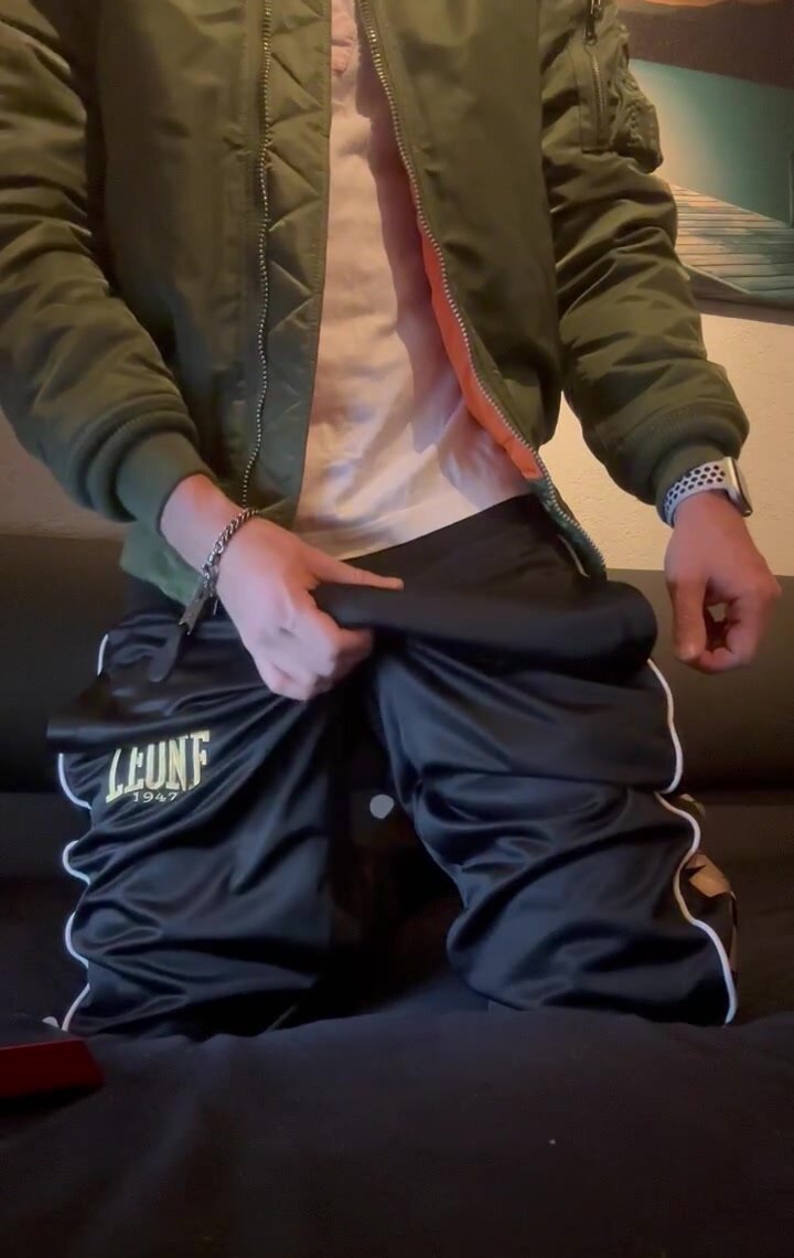 Wanking in trackies and bomber