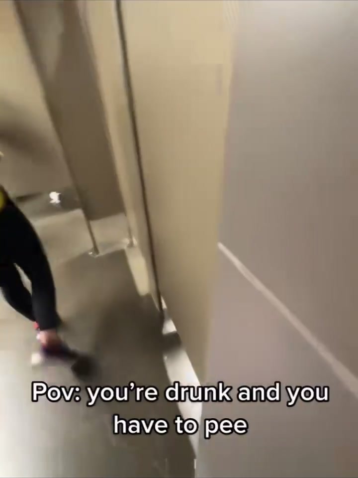 Girl desperate to pee in line