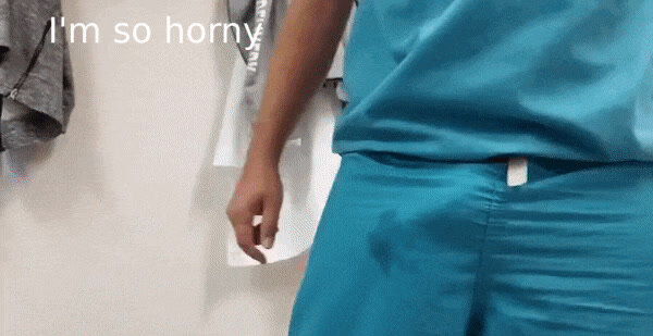 ANI GIF medical scrubs hard-on precum wet