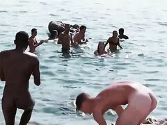 Guys swim naked in front of girls in the sea cfnm