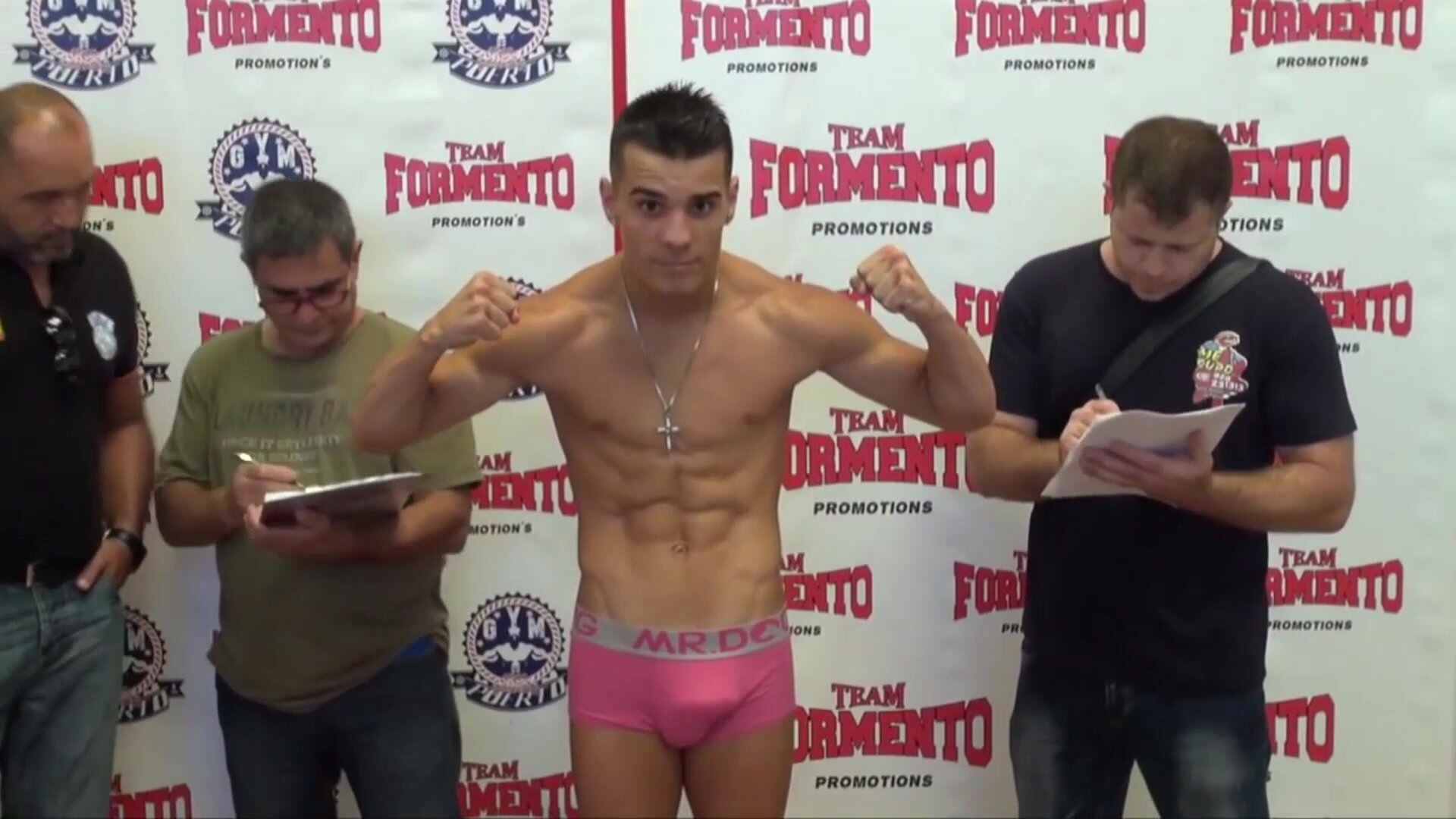 thick softie bulge in pink boxerbriefs at weigh in