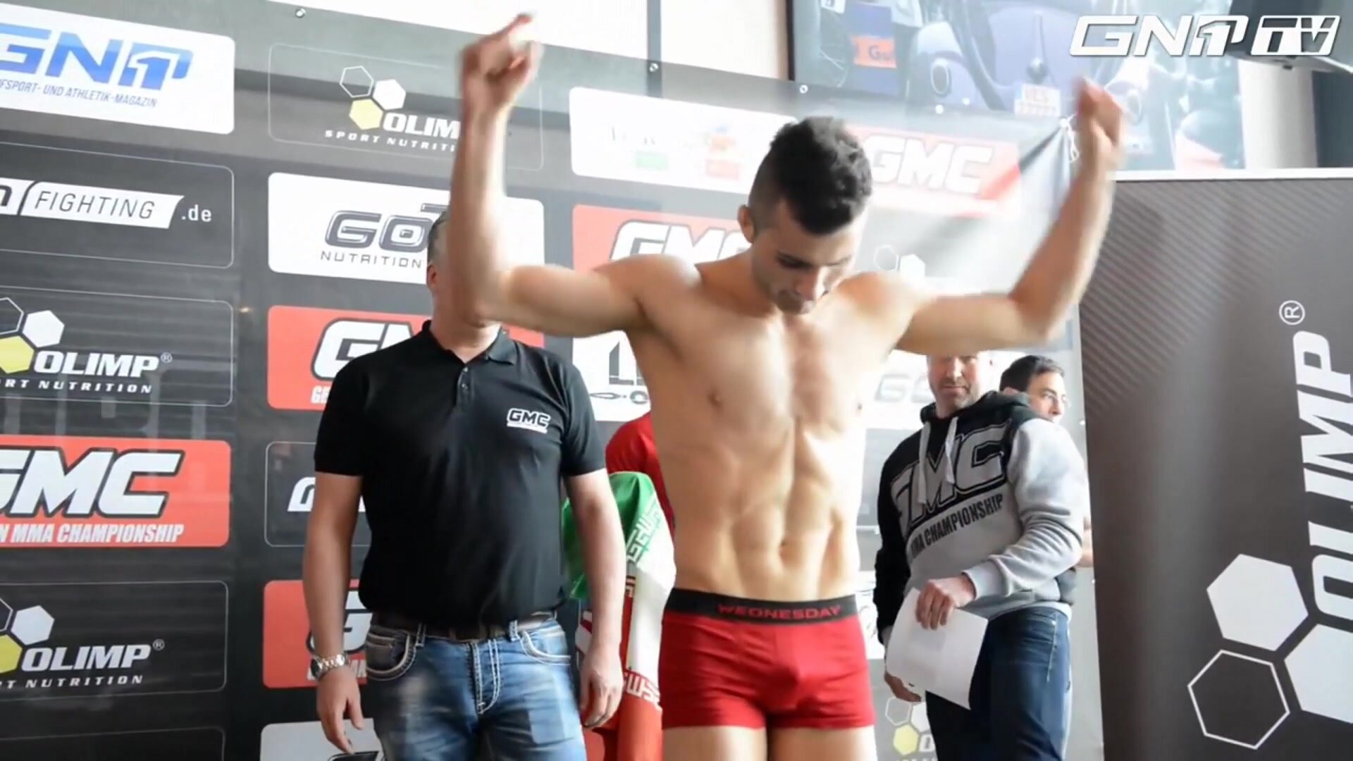 cute bulge in red boxerbriefs at weigh in
