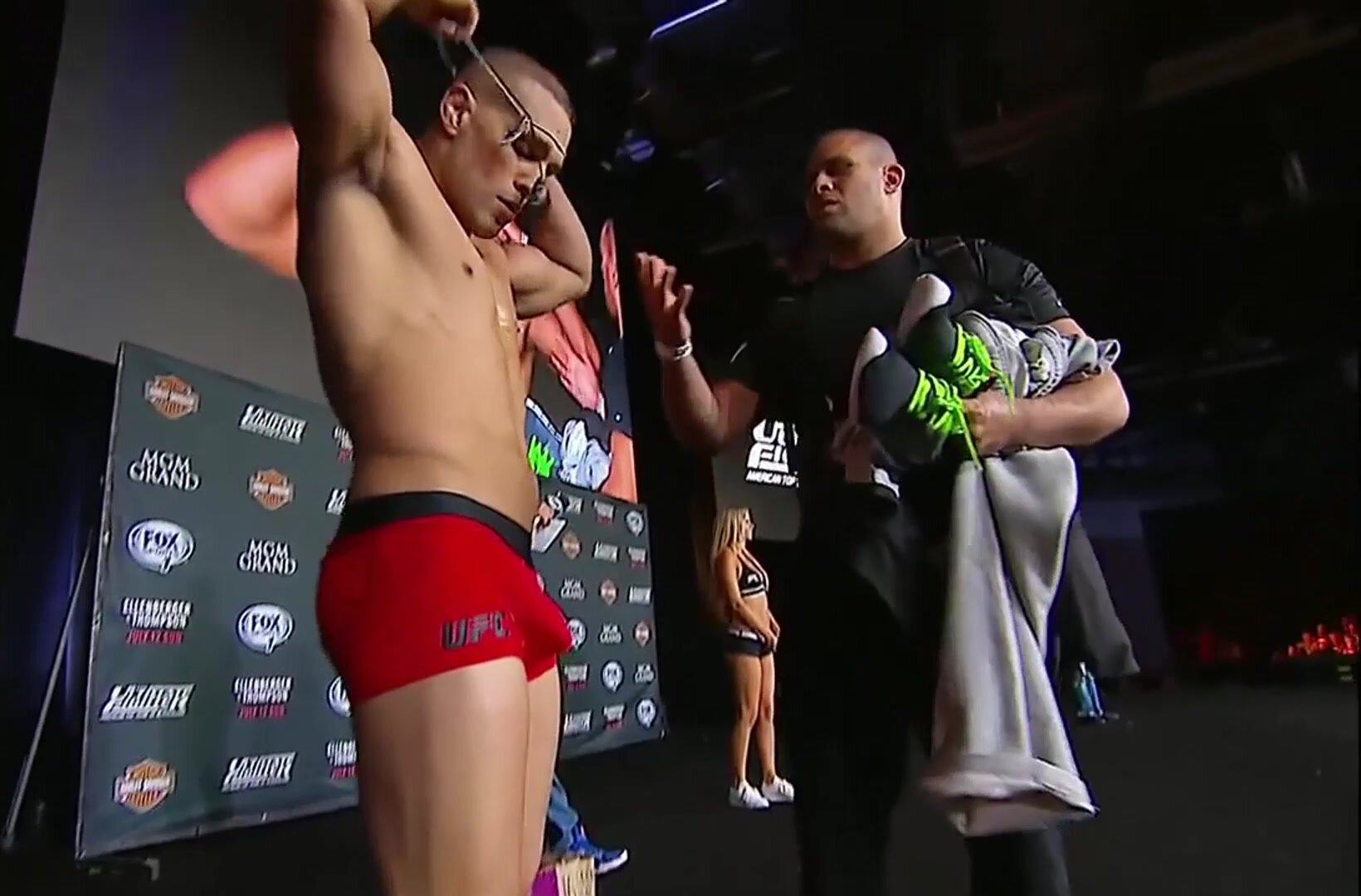bulging in red boxerbriefs at weigh in