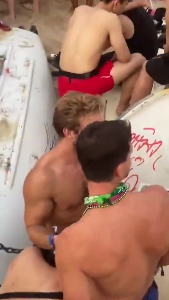 Sexy guy sucking in a party