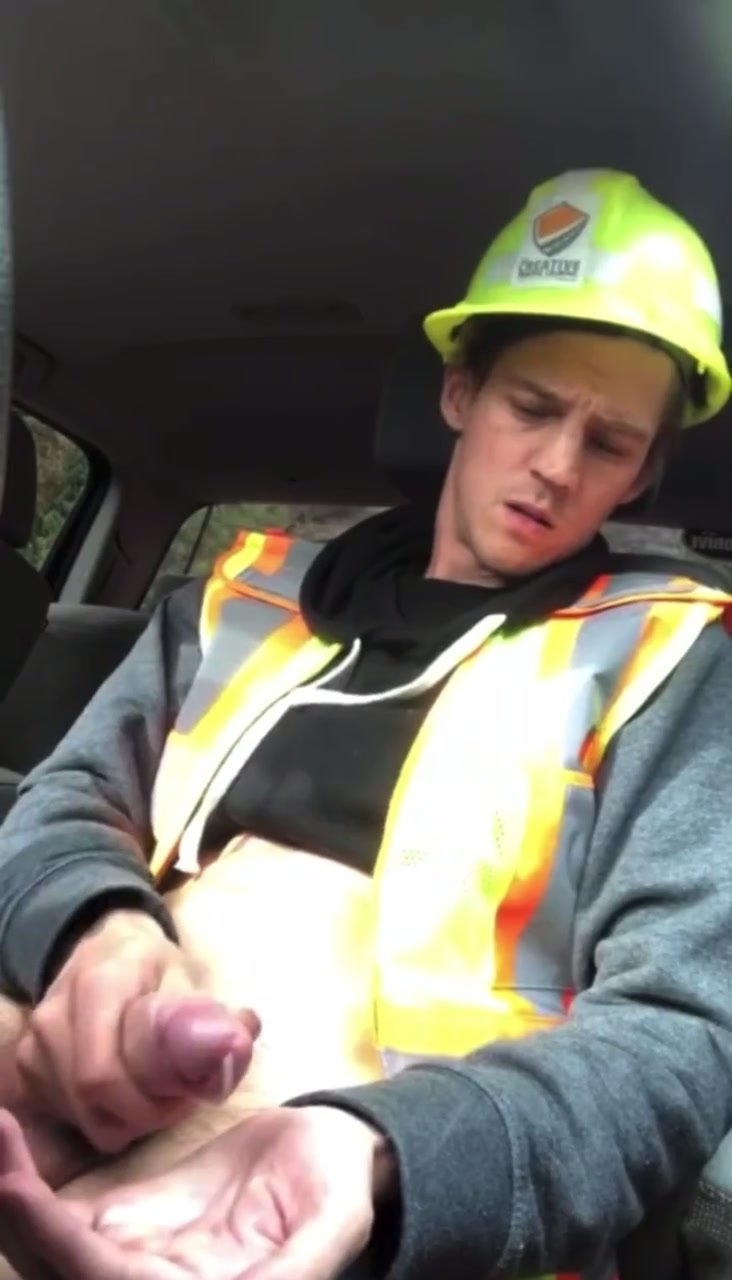 construction worker jerks off after work