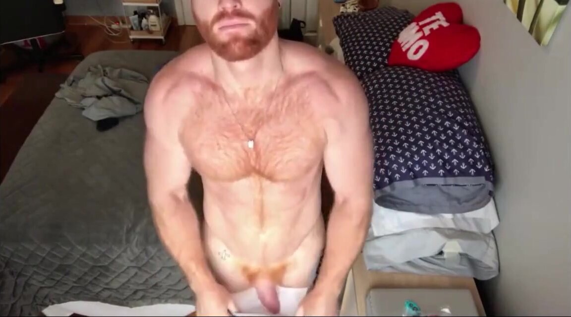 Ginger Hunk Seth Forena Bed Jerks his Cock Until He Cums