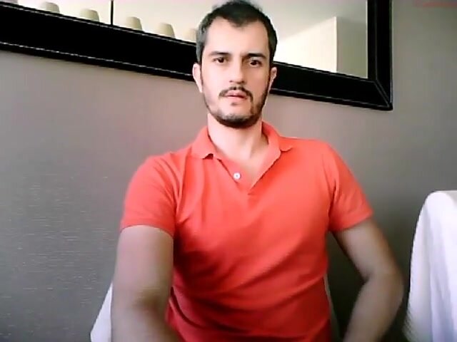 handsome guy shoots on his abs