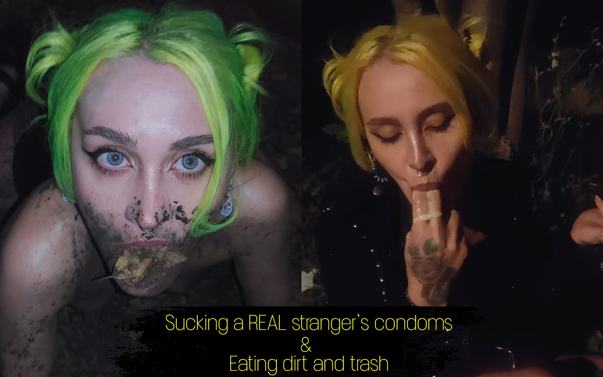 Sucking a real stranger's condoms eating trash and dirt