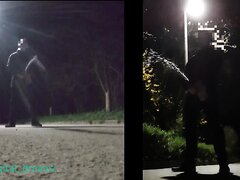 Massive outdoor piss at night 01