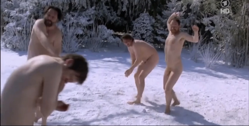 Playing naked in the snow