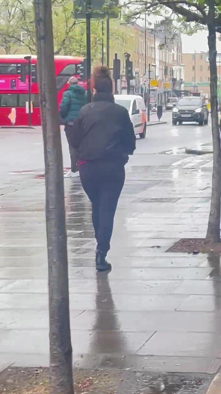 Teen pawg walking in the rain