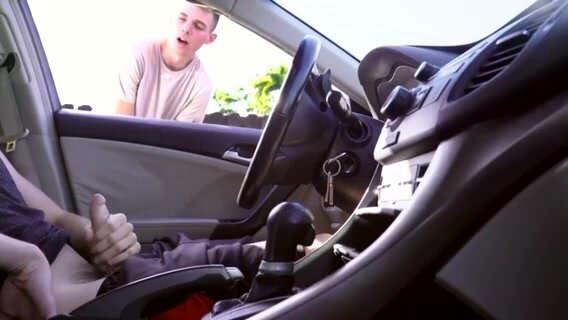 Fascinated watching a guy jerking off in car