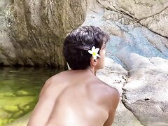 Sharing the beautiful boy at the waterfall