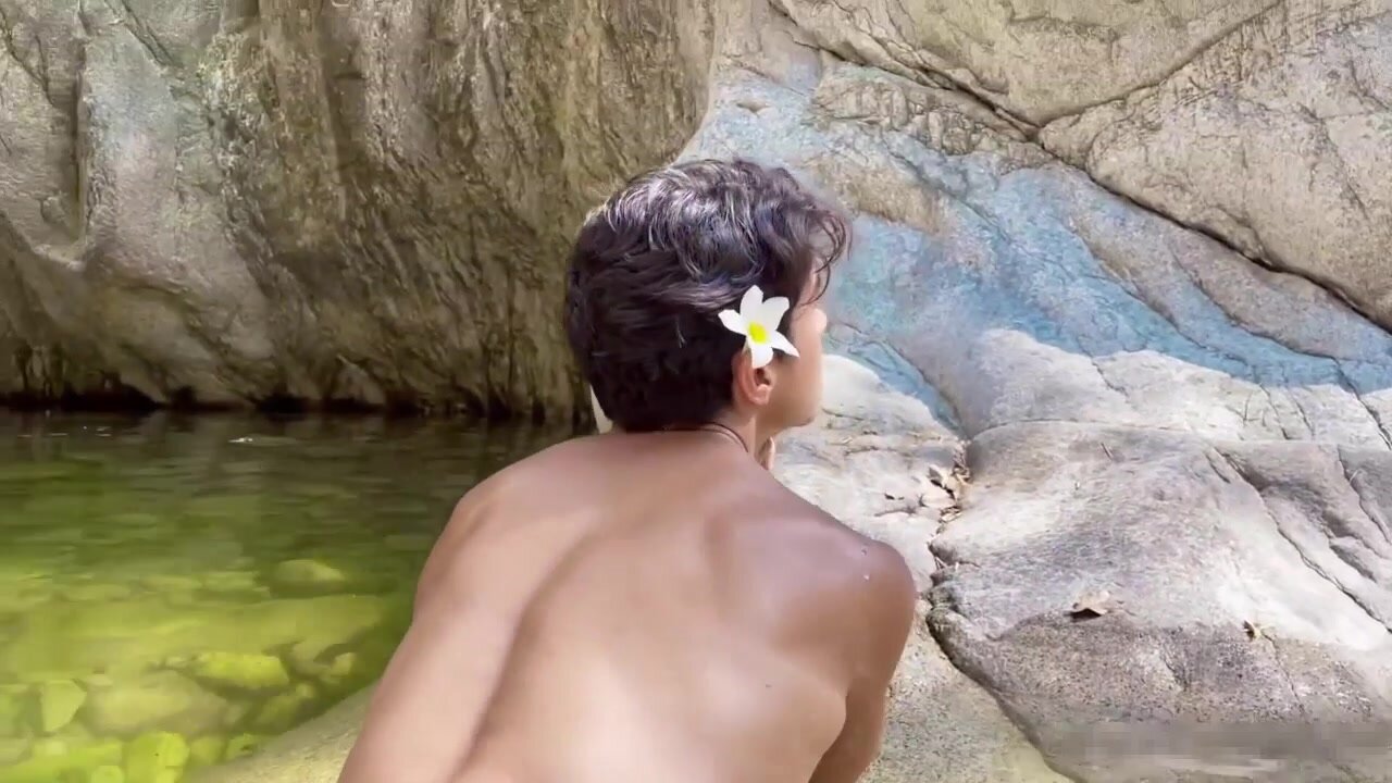 Sharing the beautiful boy at the waterfall