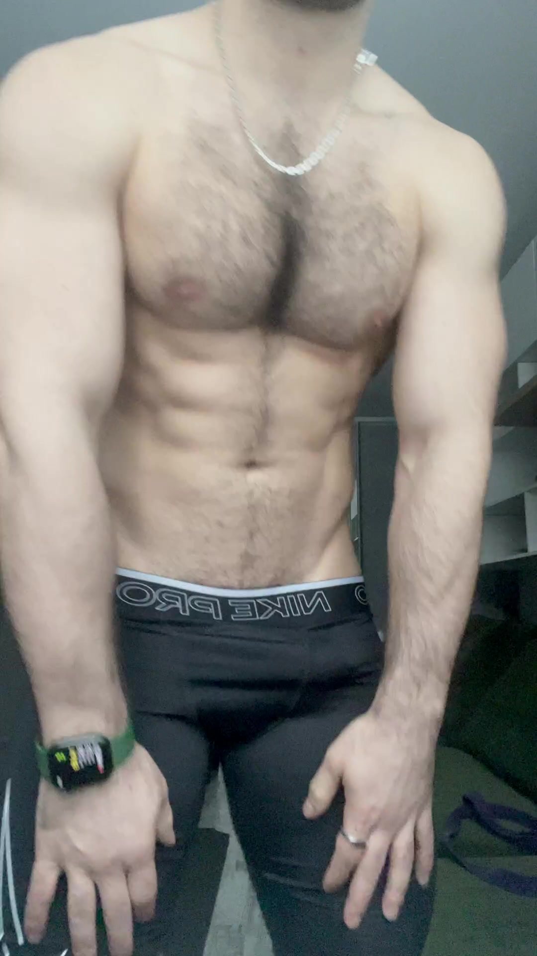 Sexy hairy in lycra showing off