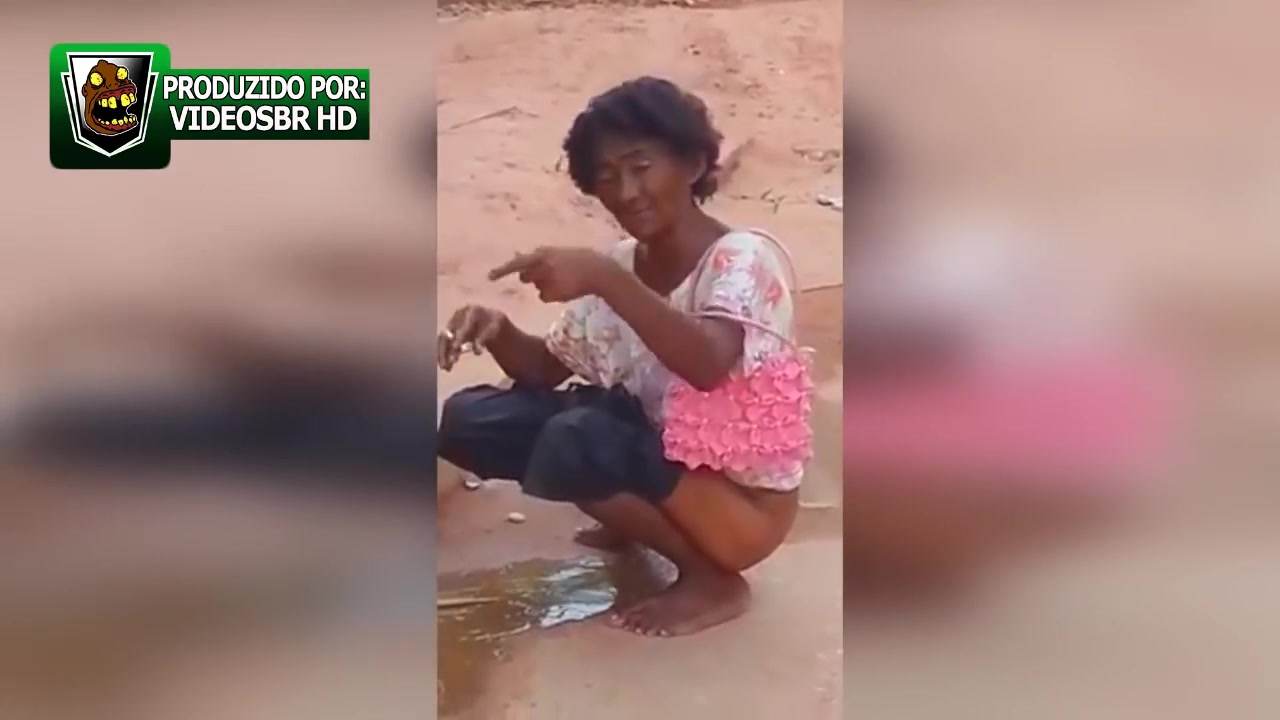Desperate woman making a river