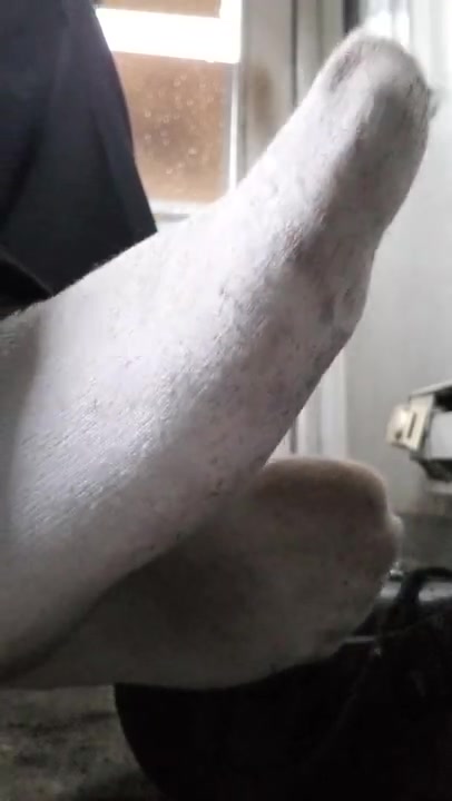 Sweaty Male feet white socks