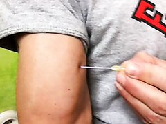 needle into my biceps