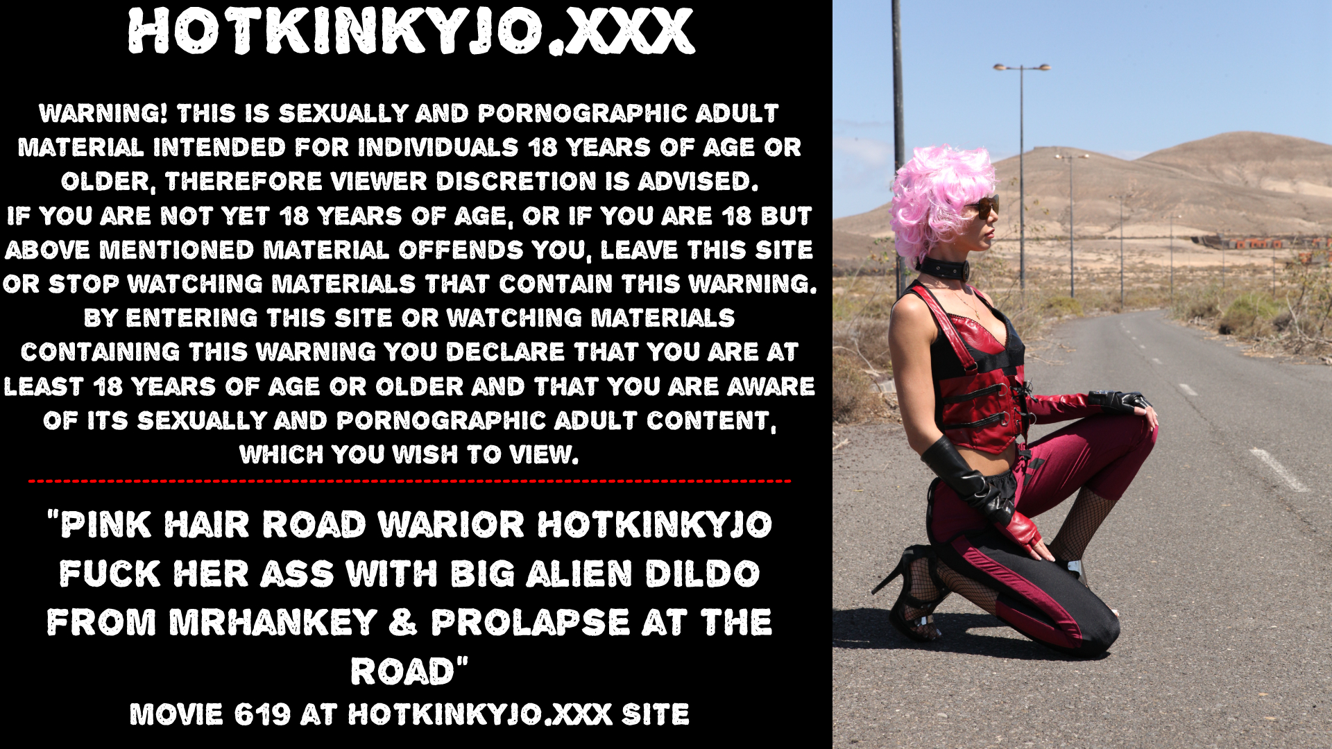 Pink hair road warior Hotkinkyjo fuck ass with dildo