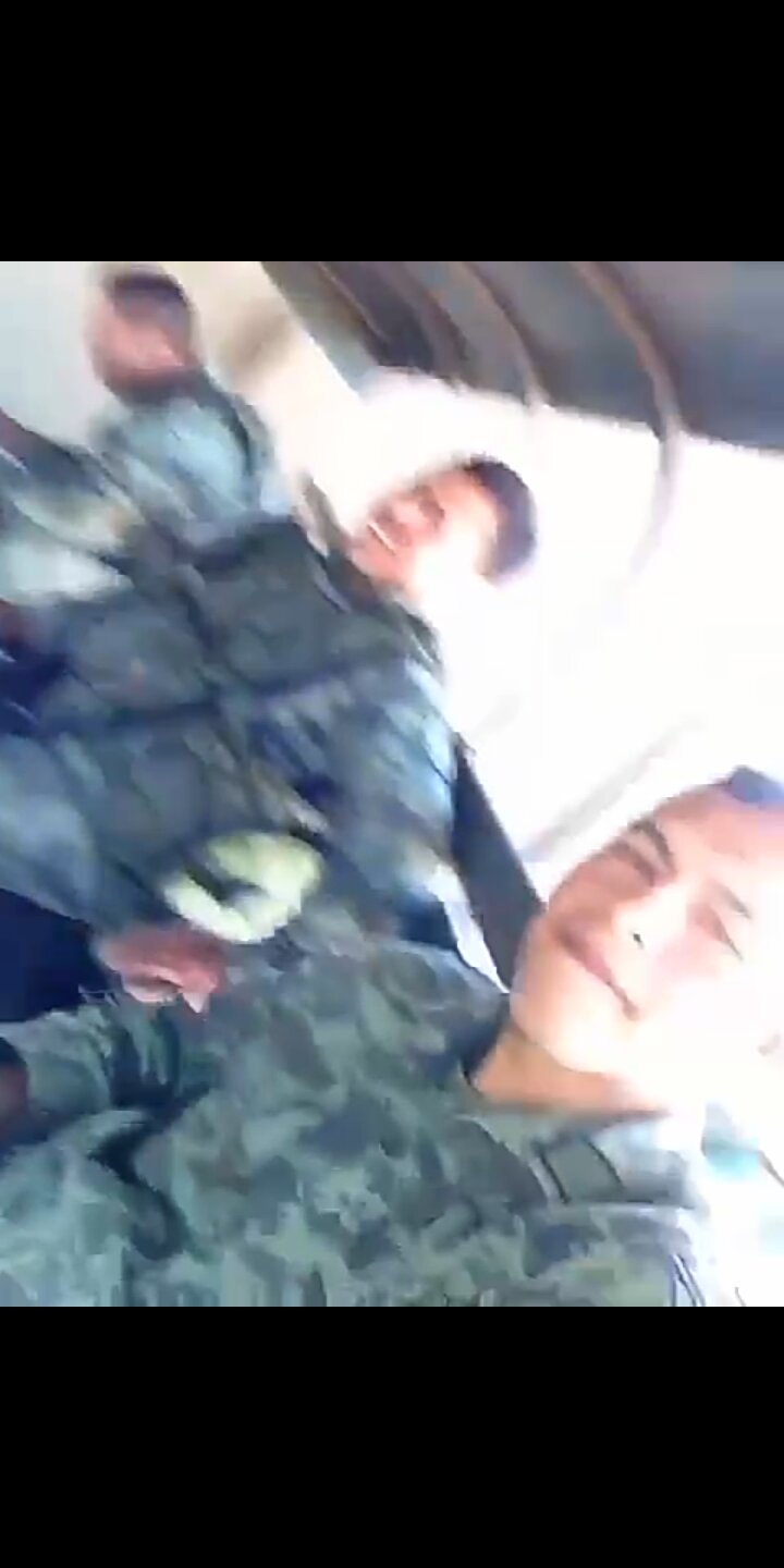 Soldier shows his dick in front of his friends
