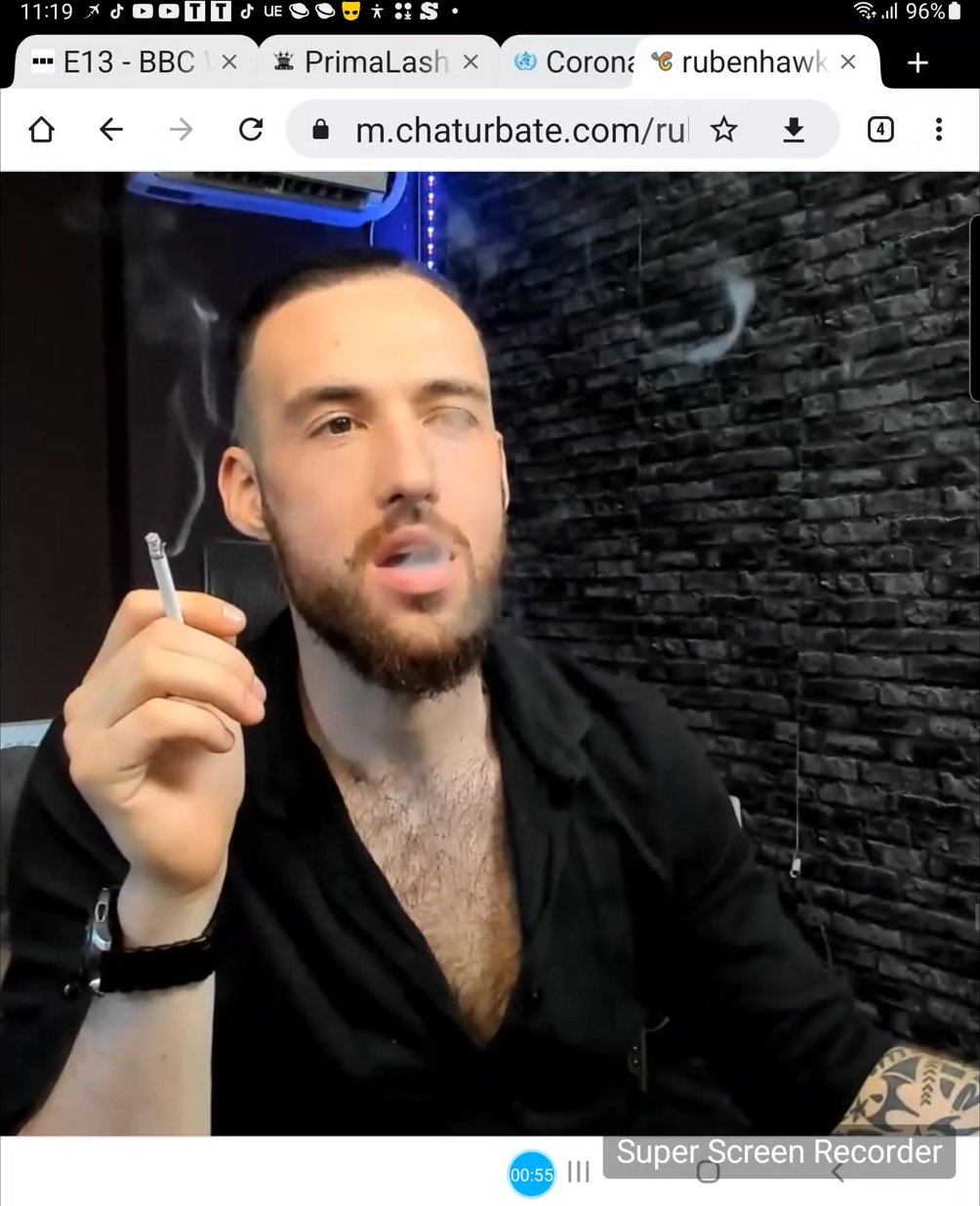 Sexy hunk smoking