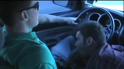 Sexy hung Str8 bro gets car head and cums while driving