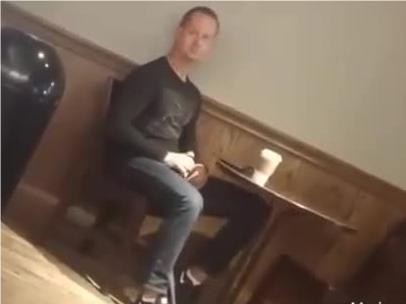 Guy caught jerking off and cumming in Starbucks
