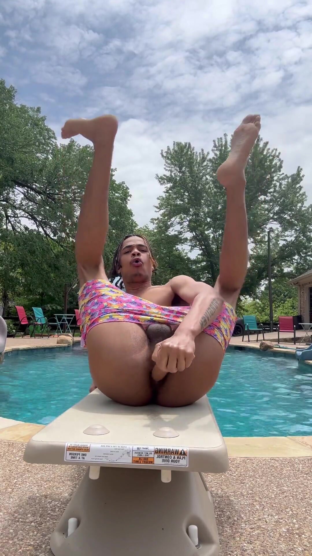 Fucking hole with dildo at the pool