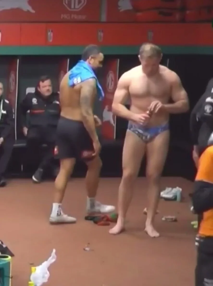 Playful rugby locker room speedo wedgie - ThisVid.com