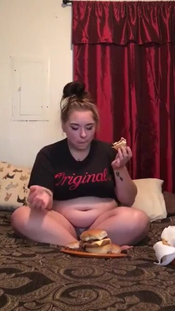 Fat girl belly stuffing - video 2