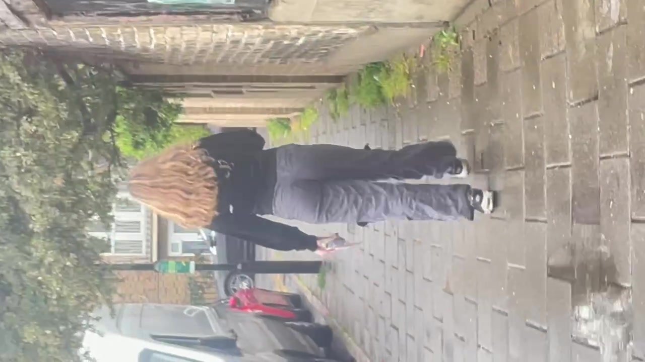 Redhead teen walking in public