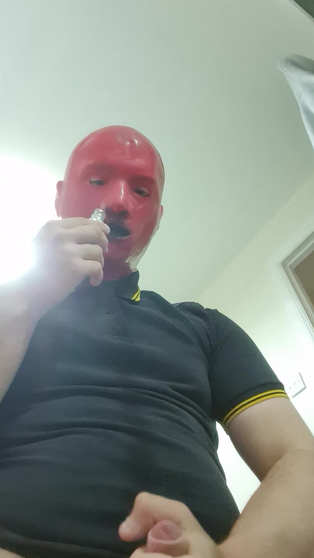 Rubber pig sniffs poppers