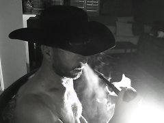 Leather cowboy pipe smoke - video 2