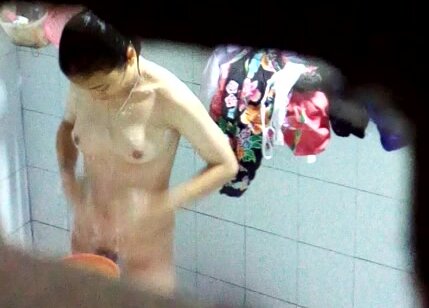 Hot Asian hairy teen showering