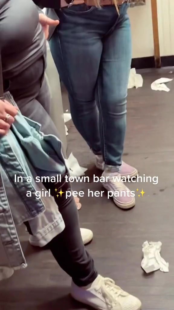 Girl real accident in bar toilet line
