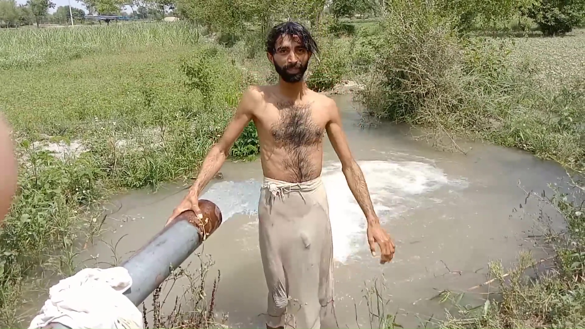 Big cock hairy paki boy barely clothed in water