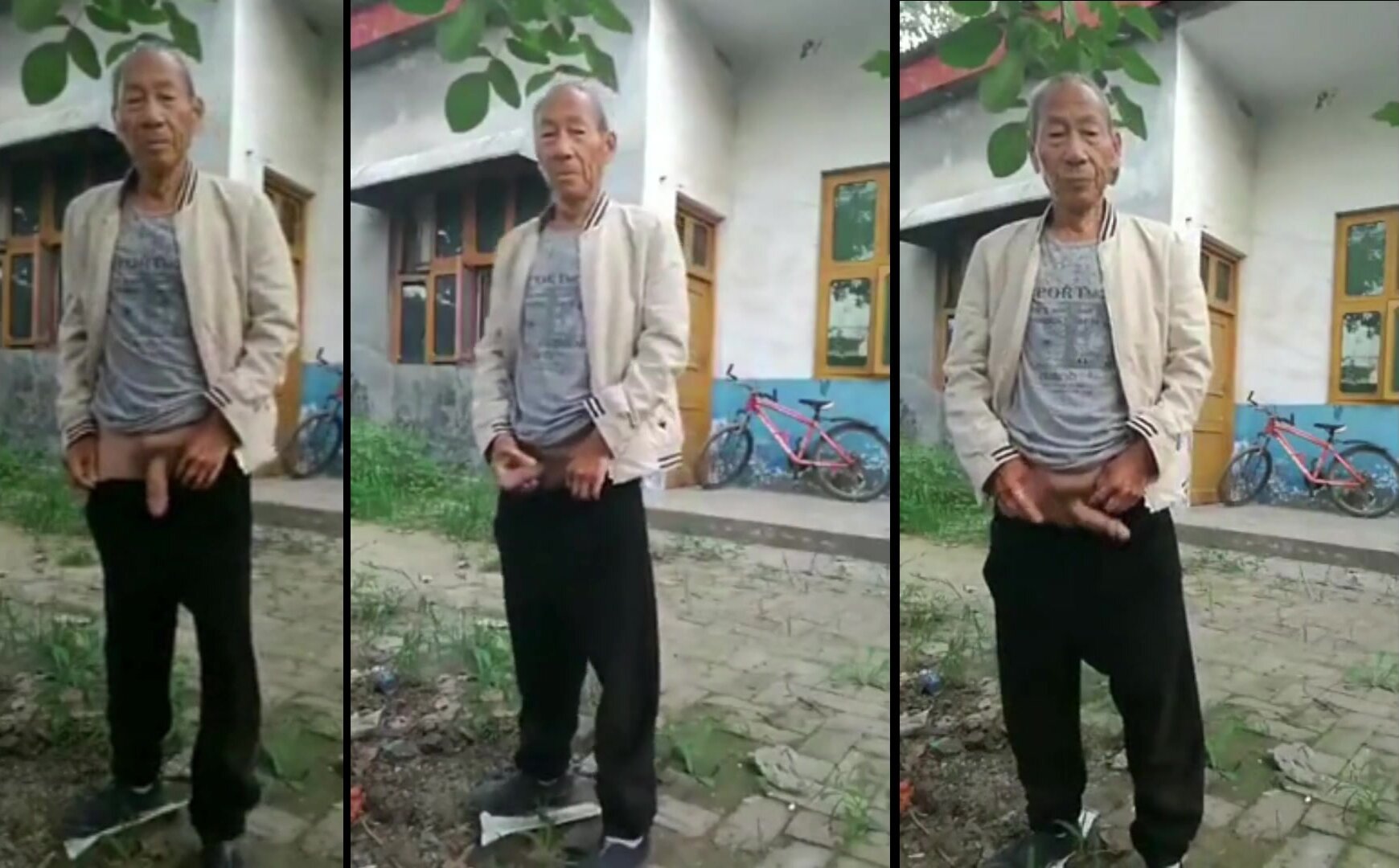 Chinese old piss outside