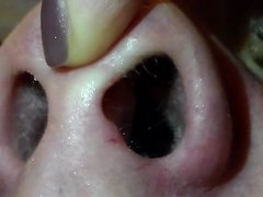 Hyper HD View of Wet Nostrils, Nose Hairs & Boogers