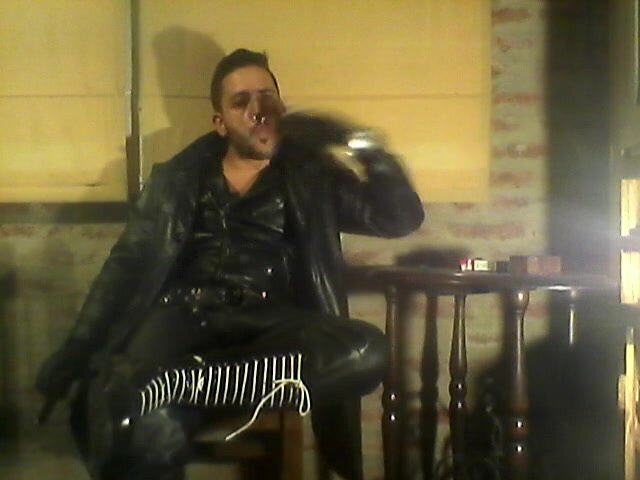 Smoking Cigar and Reds in Leather