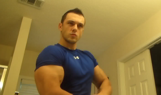 Hot stud flexing in blue shirt