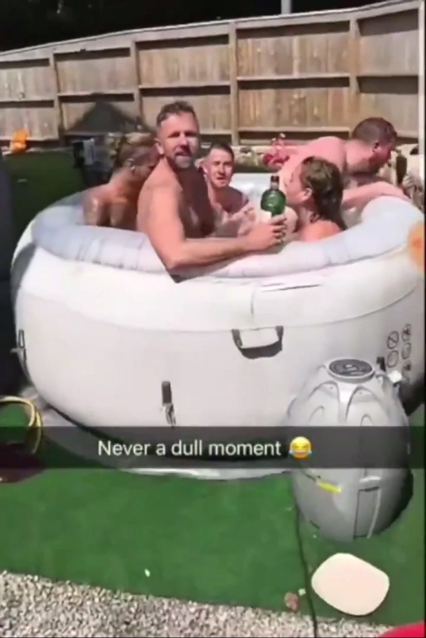 3 straight lads naked in hot tub