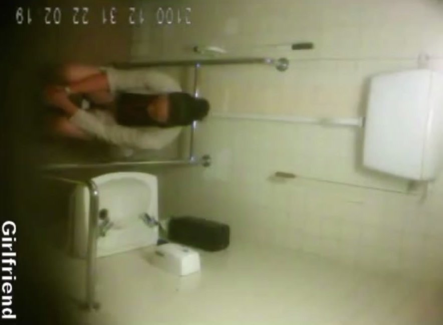 Russian milf spied in public bathroom