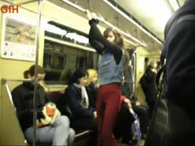 Girl Piss jeans on public transport