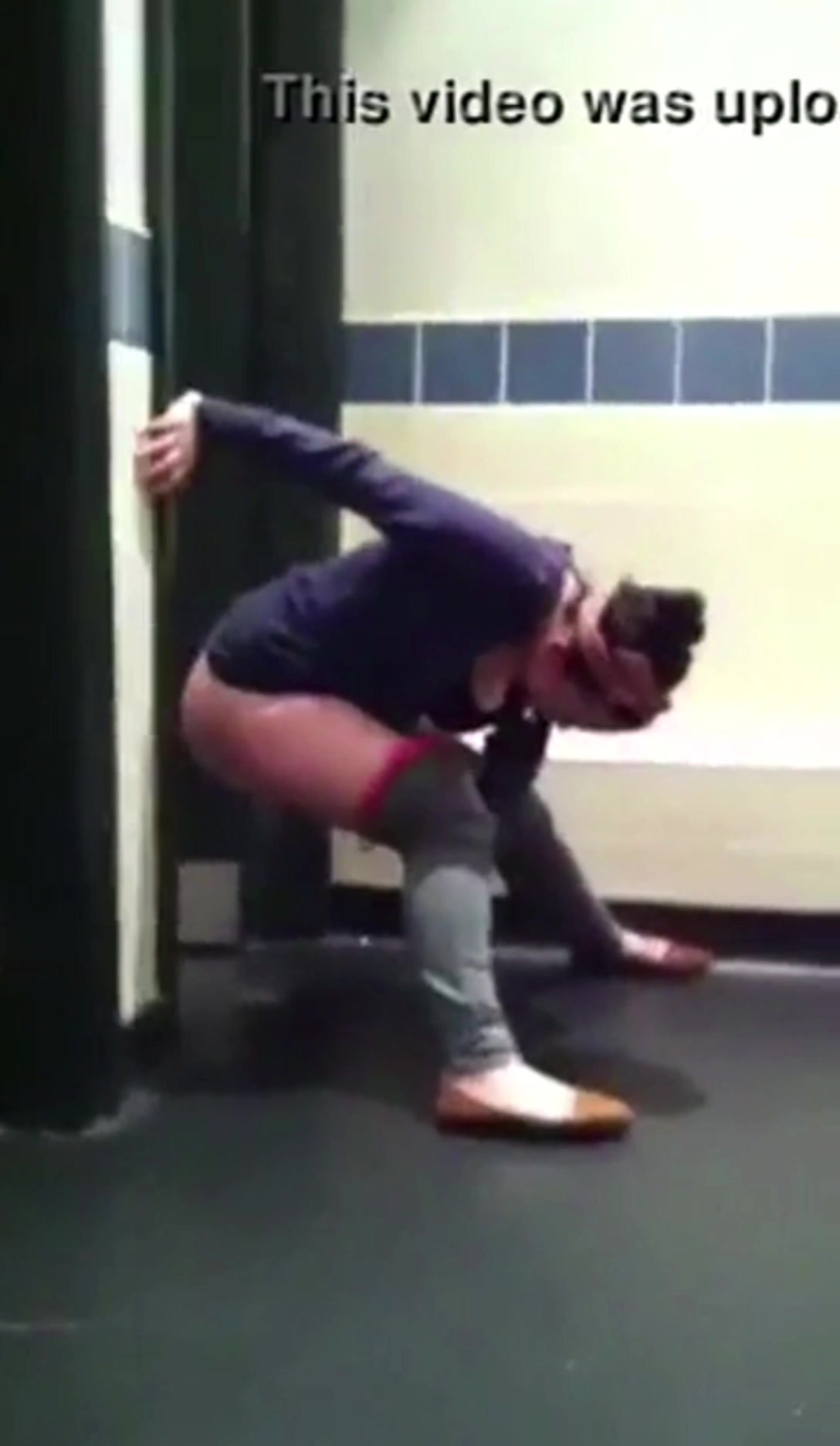 Young girl piss floor public restroom!!