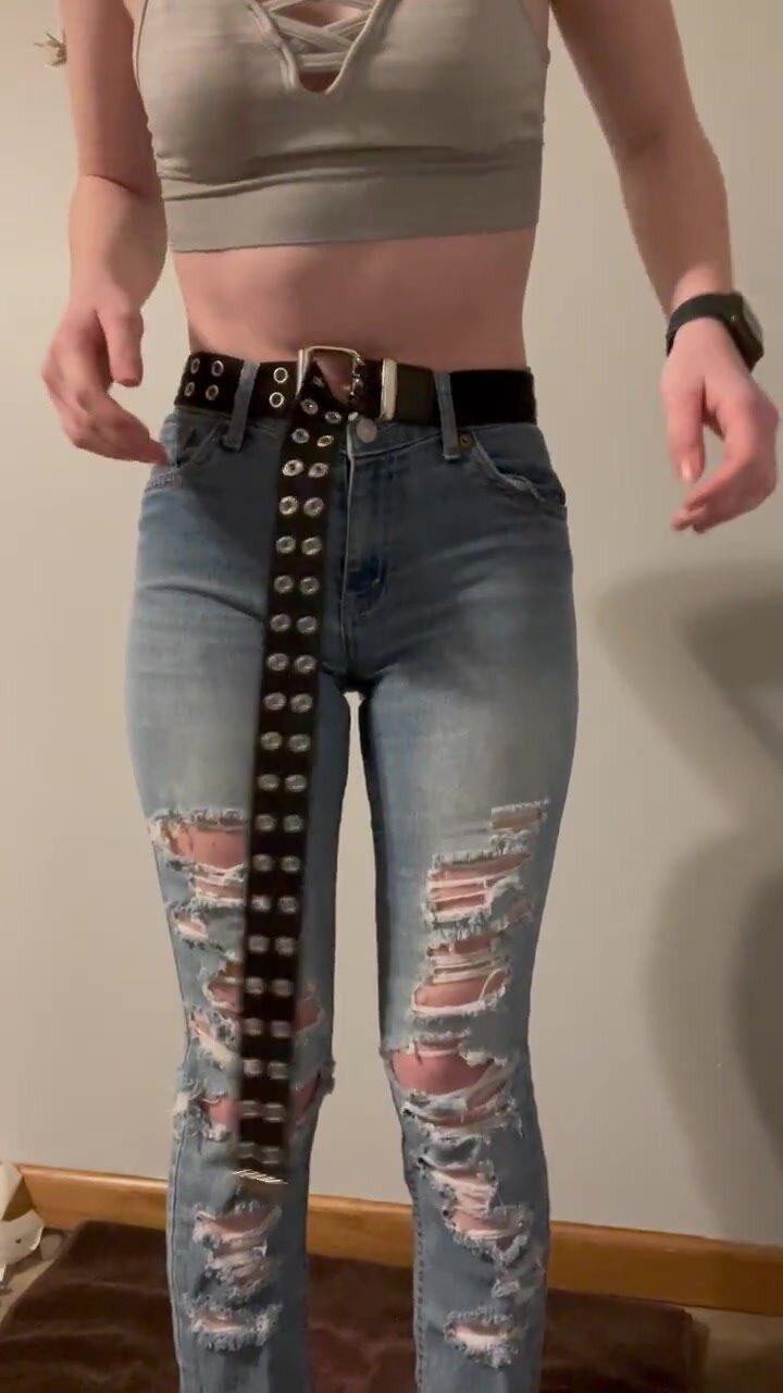 GIrl can't undo belt and pees her pants