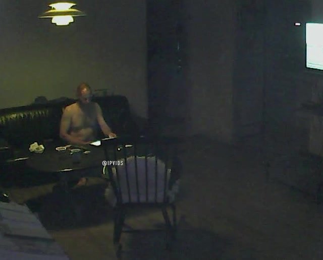 Spy Danish dad jerking off in the living room on ipcam