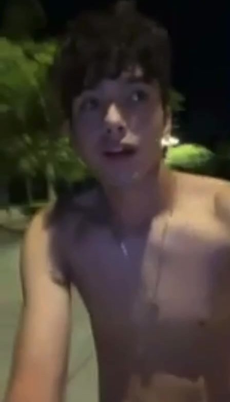 Twink Showing His Big Cock Outdoors