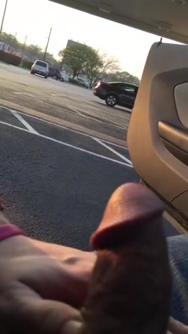 wank and cum in car park risky day other cars